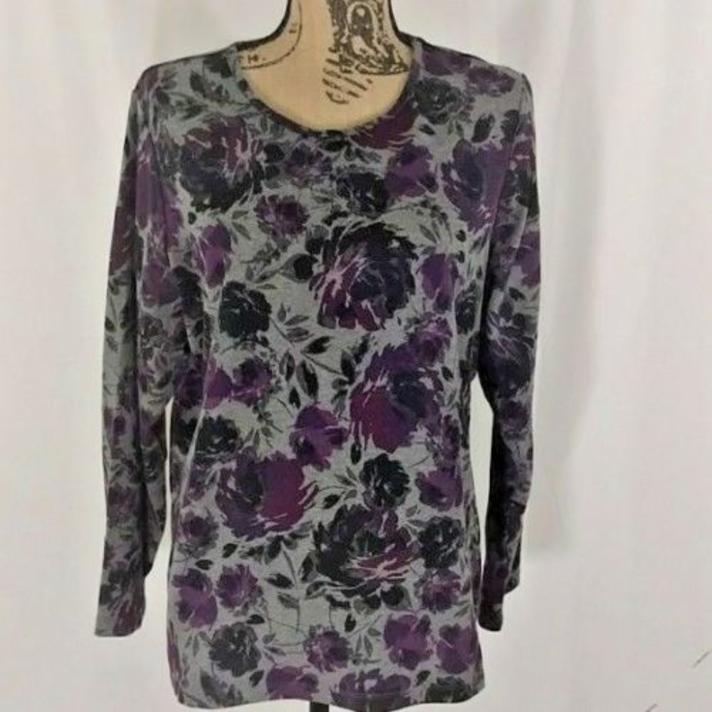 Croft & Barrow Womens Long Sleeve Floral Top XL
